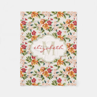 Couverture Polaire L'aquarelle vintage élégante fleurit décoré d'un