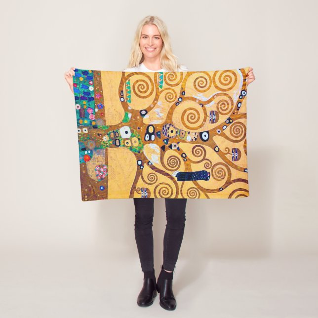 Couverture Polaire L'Arbre de Vie (détail), Klimt (En situation)