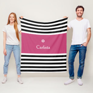 Couverture Polaire Large Black Horizontal Stripes Dark Rose Nom Faisy