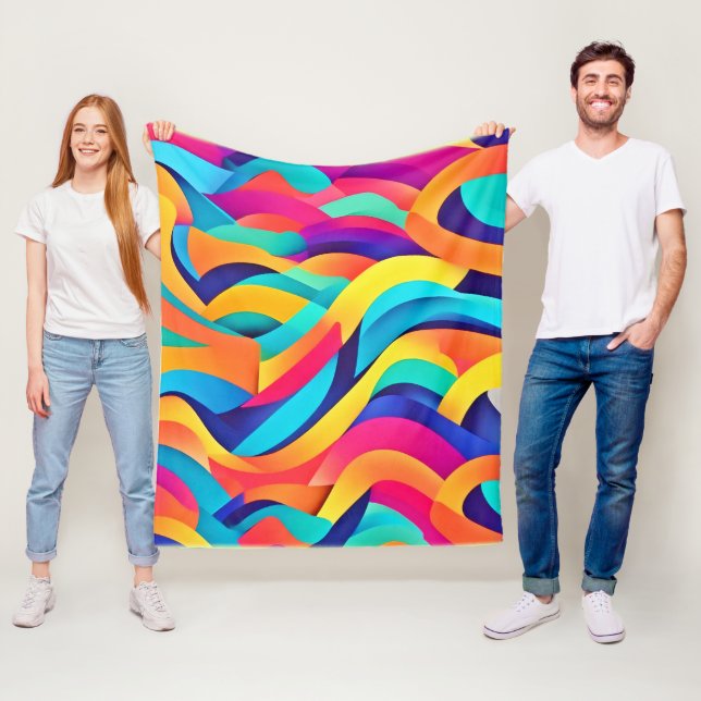 Couverture Polaire L'art Abstrait Wavy (En situation)