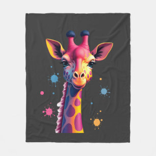 Couverture Polaire L'art animalier africain La girafe colorée pour dr