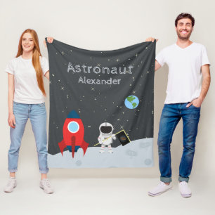 Couverture Polaire L'astronaute du garçon sur la lune, prénom monog