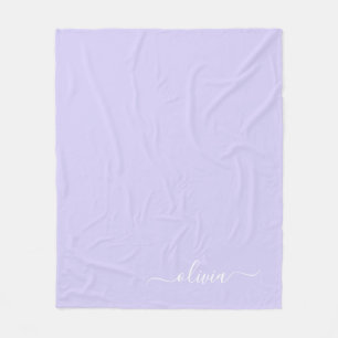 Couverture Polaire Lavande Purple Girl Script Monogramme Nom Moderne