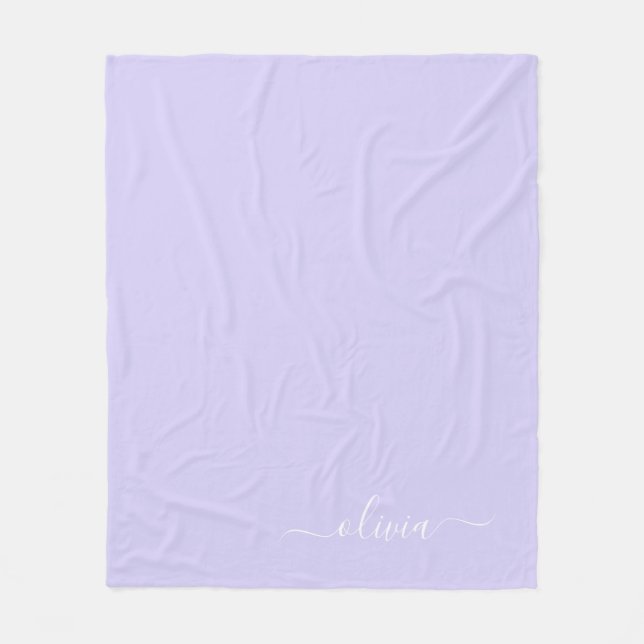 Couverture Polaire Lavande Purple Girl Script Monogramme Nom Moderne (Devant)