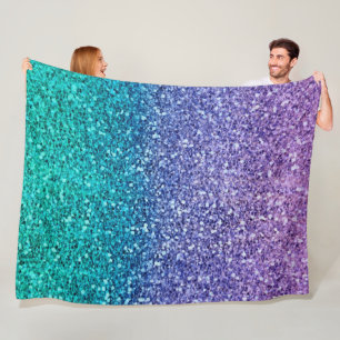 Couverture Polaire Lavande Violet & Aqua Vert Sarcelle Paillettes Bri