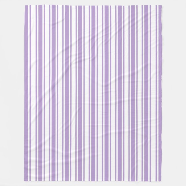 Couverture Polaire Lavande violet et blanc bonbons rayures (Devant)