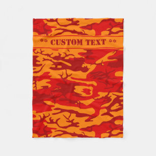 Couverture Polaire Lave Camo rouge avec le texte fait sur commande