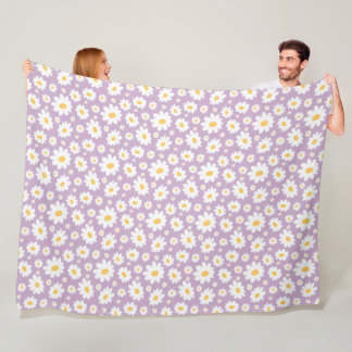Couverture Polaire Lavender Hand Drawn Daisy Pattern