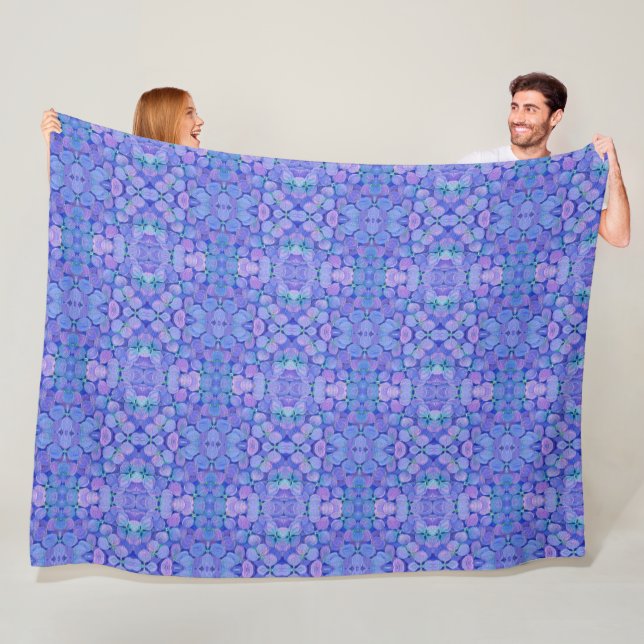 Couverture Polaire Lavender Hydrangea motif Larage Fleece (En situation)