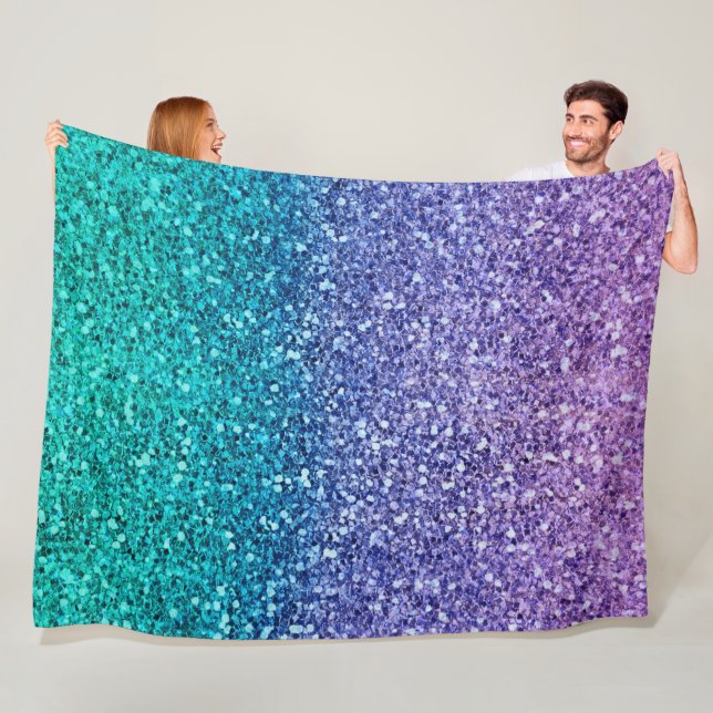 Couverture Polaire Lavender Purple & Teal Aqua Green Sparkly Glitter (En situation)