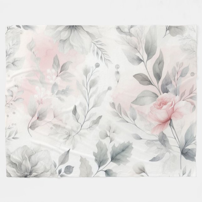 Couverture Polaire Laver floral rose doux (Devant (Horizontal))