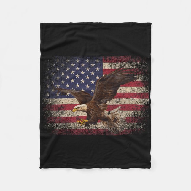 Couverture Polaire Ld Eagle 4 juillet cadeau de Noël Drapeau américai (Devant)