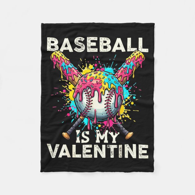 Couverture Polaire Le Baseball Est Ma Crème Glacée De La Saint-Valent (Devant)