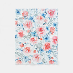 Couverture Polaire Le bleu rose de roses fleurit le motif floral
