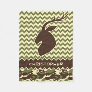 Couverture Polaire Le camouflage de mâle de cerfs communs de Chevron