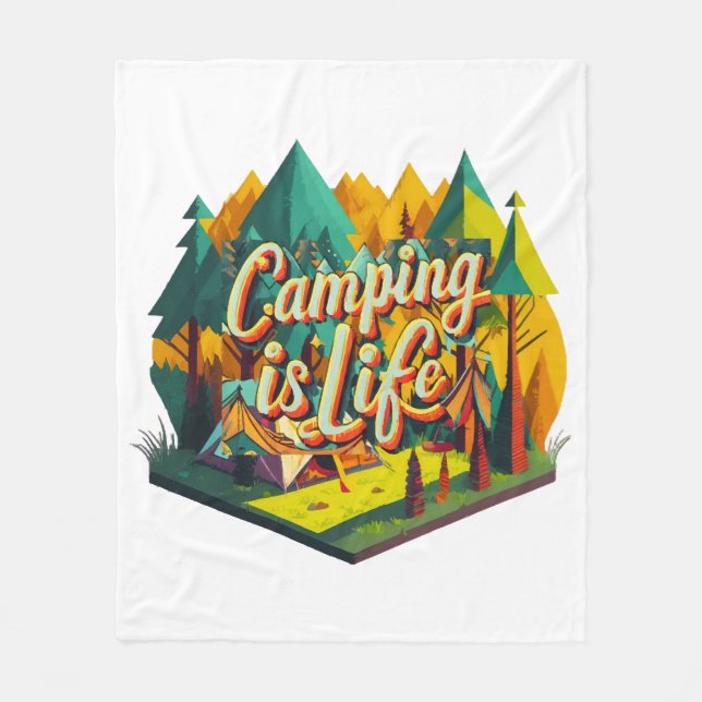 Couverture Polaire Le camping c'est la vie (Devant)