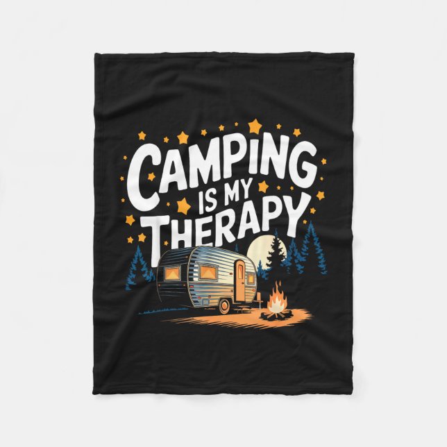 Couverture Polaire Le camping est ma thérapie  (Devant)