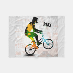 Couverture Polaire Le cavalier de BMX en peinture abstraite