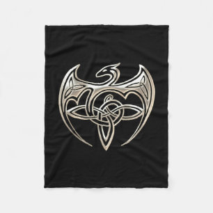 Couverture Polaire Le Celtic Trine de dragon argenté et noir noue