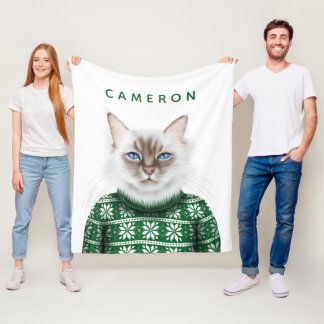 Couverture Polaire Le chandail | de chat de Kitty ajoutent votre nom