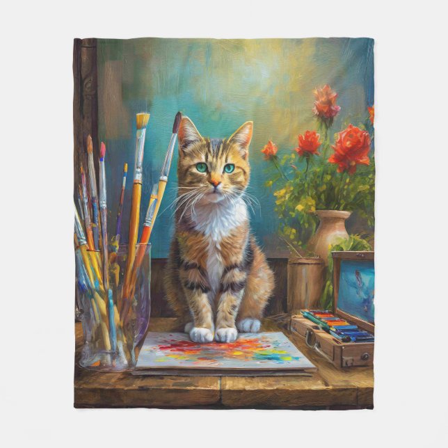Couverture Polaire Le Chat Artistique (Devant)