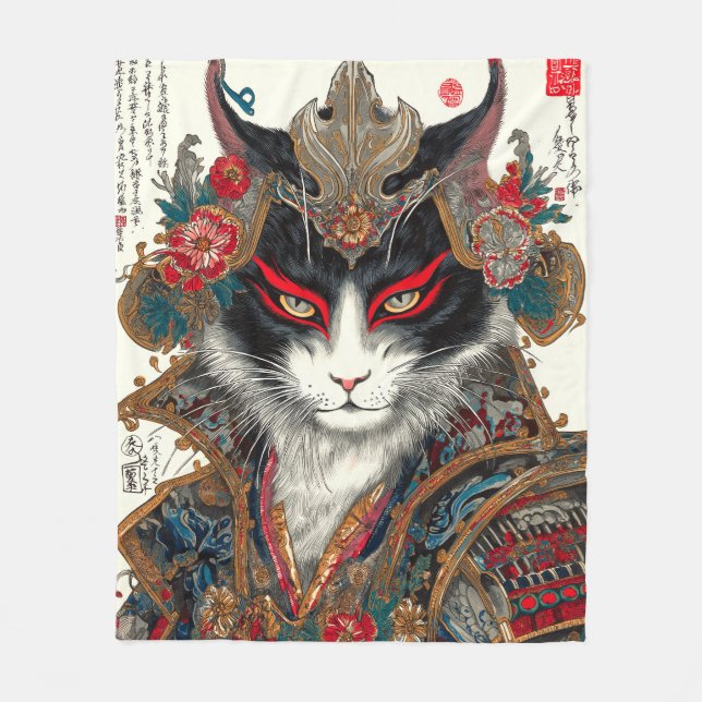 Couverture Polaire Le chat Ronin | Guerrier d'Ukiyo-e Samurai (Devant)