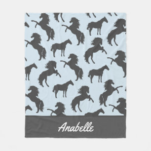 Couverture Polaire Le cheval gris rustique silhouette   personnalisé