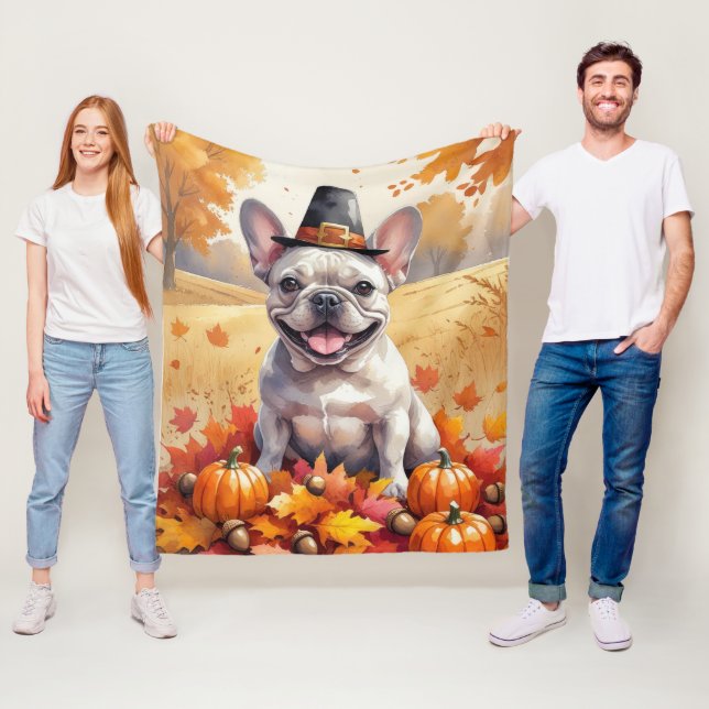 Couverture Polaire Le Chien À Balle Français En Automne Laisse L'Art  (En situation)