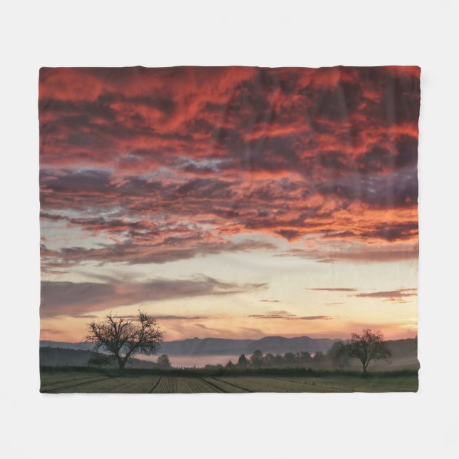 Couverture Polaire Le ciel rouge magnifique paysage (Devant (Horizontal))