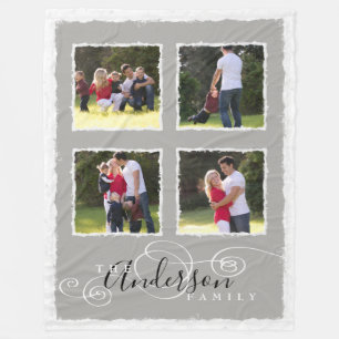 Couverture Polaire Le collage de 4 photos ajoutent grand gris de nom