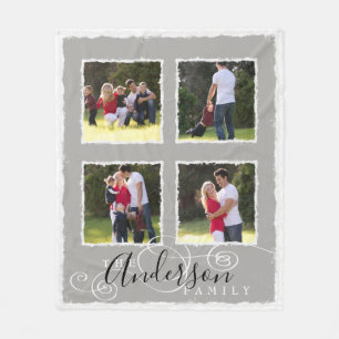 Couverture Polaire Le collage de 4 photos ajoutent le milieu de gris
