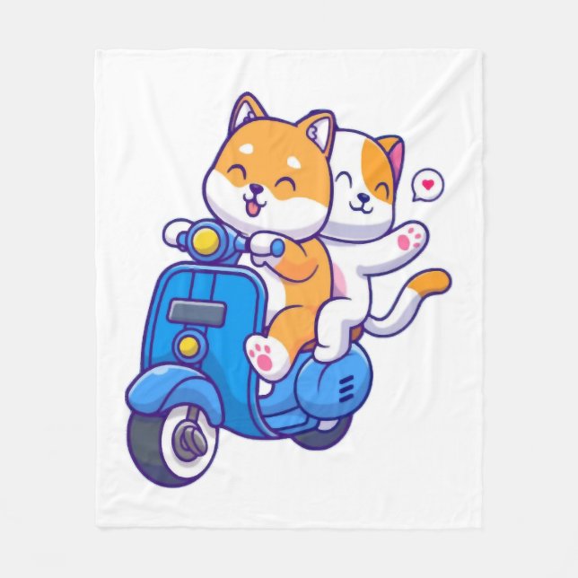 Couverture Polaire Le Couple de Shiba Mignon (Devant)