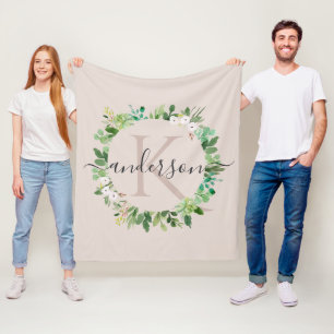 COUVERTURE POLAIRE LE DOUX ROUGISSENT MONOGRAMME ROSE D'AQUARELLE DE