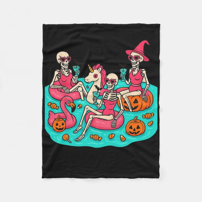 Couverture Polaire Le Flamant rose Skeleton De Summerween Attend Just (Devant)