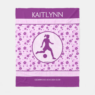 Couverture Polaire Le football Purple Heart de la fille personnalisé