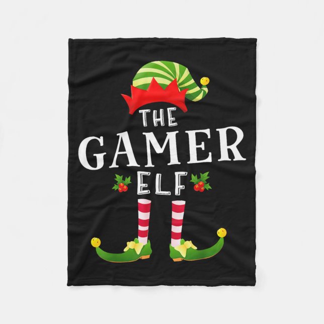 Couverture Polaire Le Gamer Elf Noël Pyjama Assorti  (Devant)