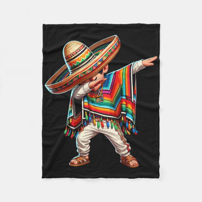 Couverture Polaire Le garçon mexicain Dabbing Poncho Cinco De Mayo (Devant)