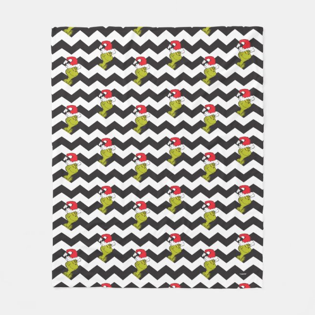 Couverture Polaire Le Grinch | Motif Chevron Black & White Holiday (Devant)