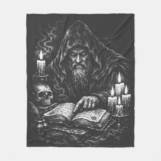 Couverture Polaire Le Magicien Étudiant le Grimoire — par BurnsInHell (Devant)