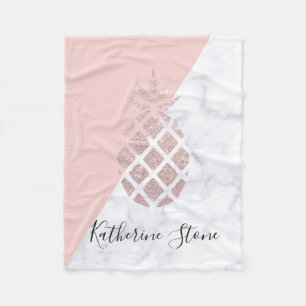 Couverture Polaire Le marbre blanc de parties scintillantes roses