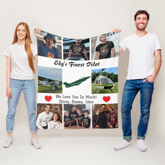 Couverture Polaire 'Le meilleur pilote du ciel', Avion, Collage photo (En situation)