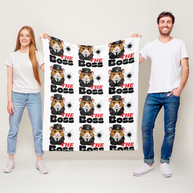 Couverture Polaire Le Motif de Boss Hamster (En situation)