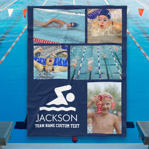 Couverture Polaire Le nom de photo du nageur de natation personnalis