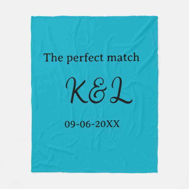 Couverture Polaire le nom du couple parfait lettre date bleu sim (Devant)