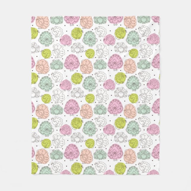 Couverture Polaire le paon badine le cru de papier peint (Devant)