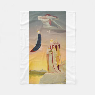 Couverture Polaire Le Pape de Rome, Vierge Marie et Jésus