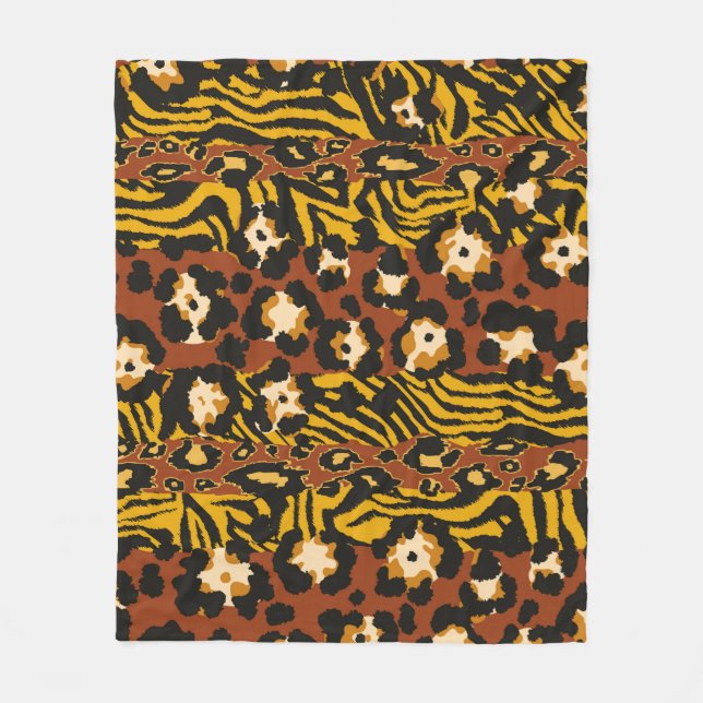 Couverture Polaire Le patchwork de léopard et de peaux de tigres sauv (Devant)