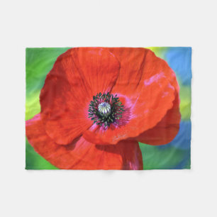 Couverture Polaire Le pavot rouge sous la lumière du soleil