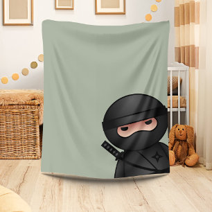 Couverture Polaire Le petit guerrier de Ninja sur Sage Green