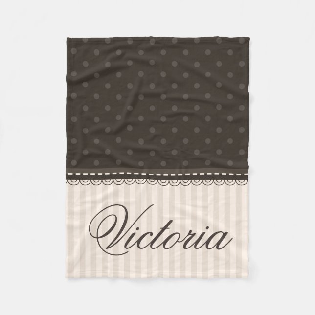 Couverture Polaire Le pois beige en ivoire élégant de Brown conçoit (Devant)